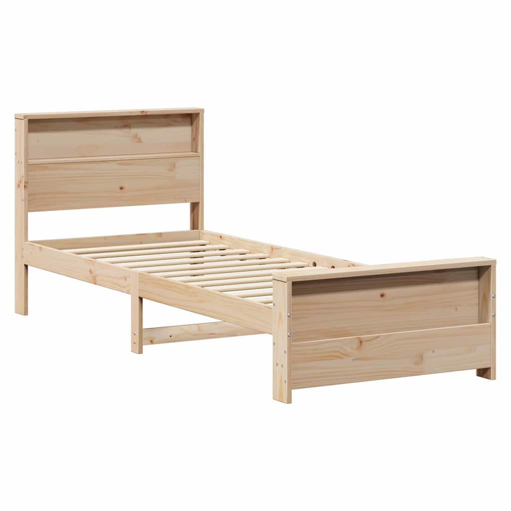Bettrahmen mit Regal Braun 90 x 190 cm Massives Kiefernholz