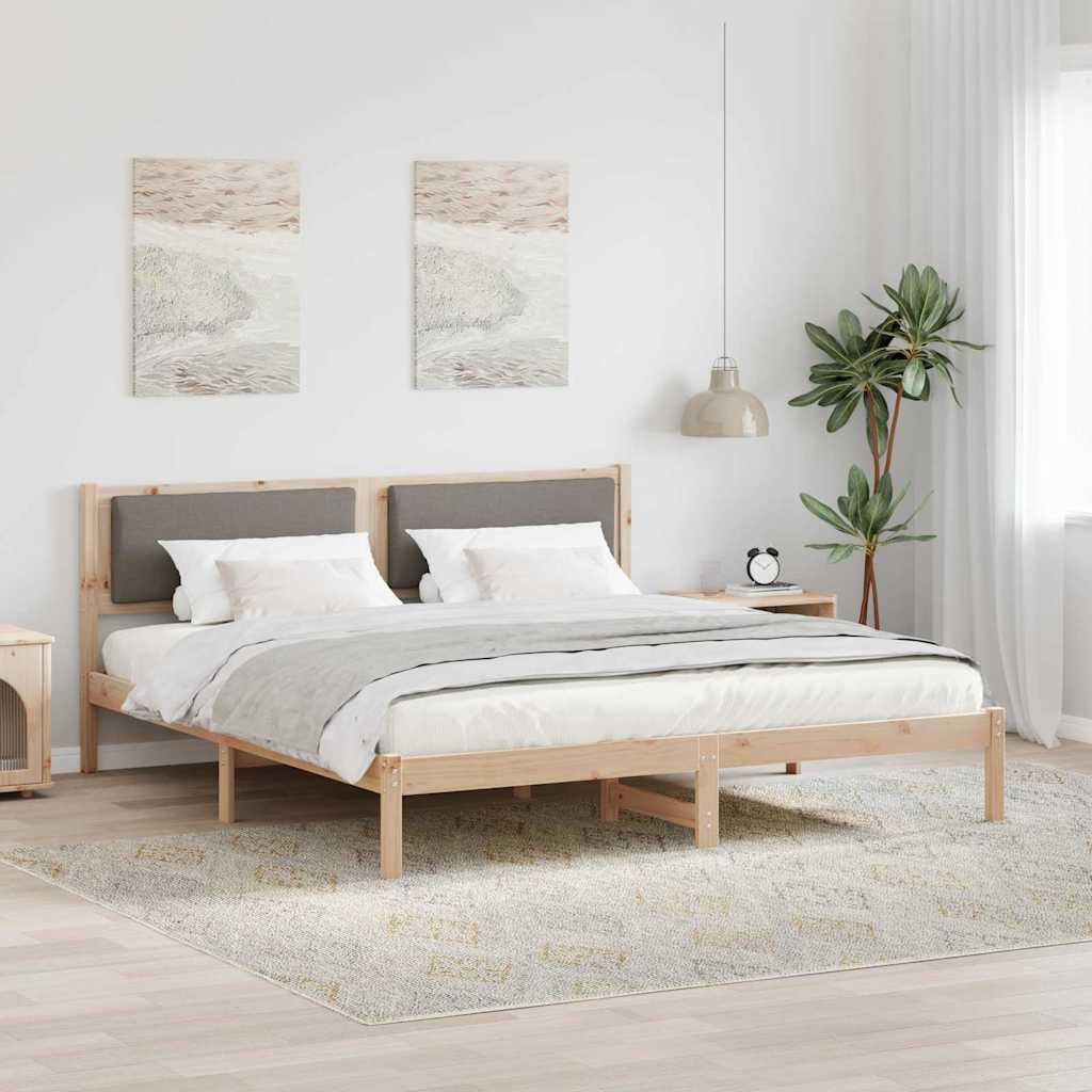 Bettrahmen mit Kopfteil Taupe 180 x 200 cm Massives Kiefernholz