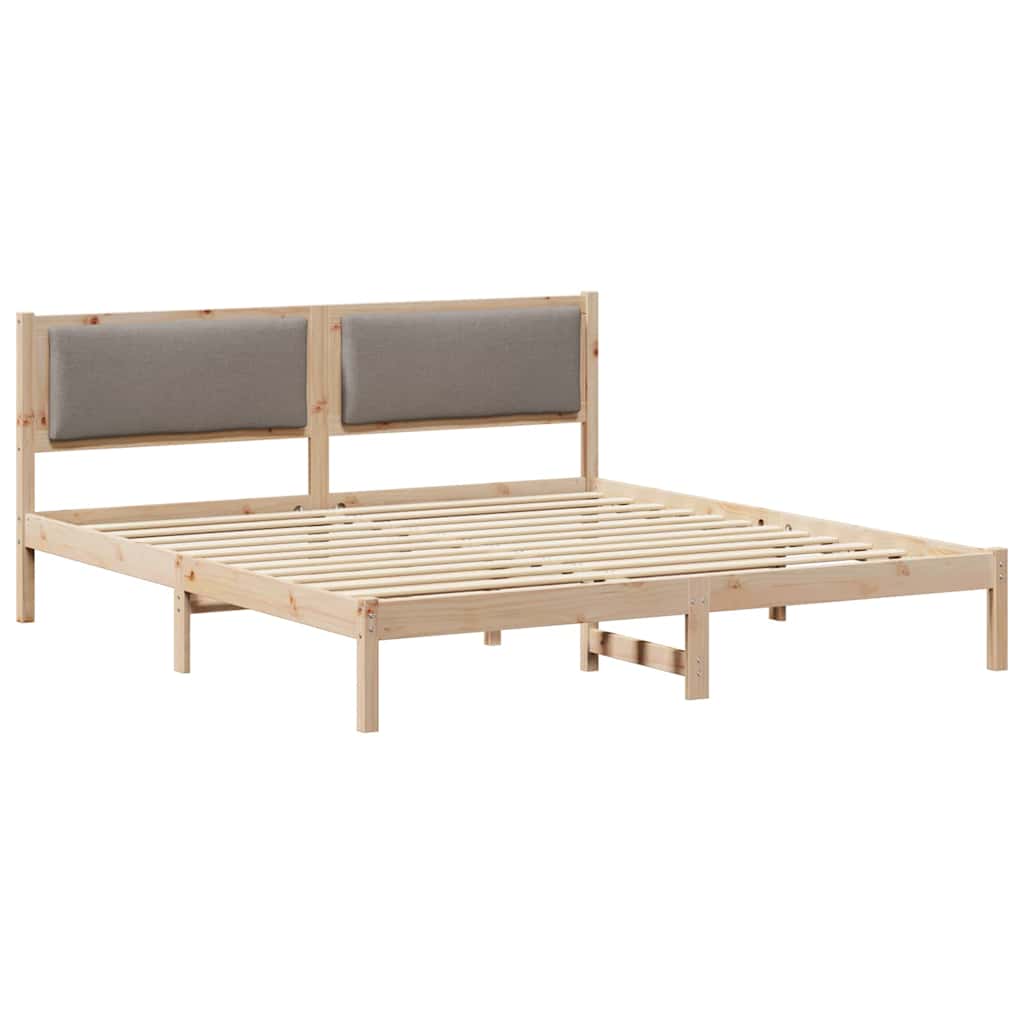 Bettrahmen mit Kopfteil Taupe 180 x 200 cm Massives Kiefernholz