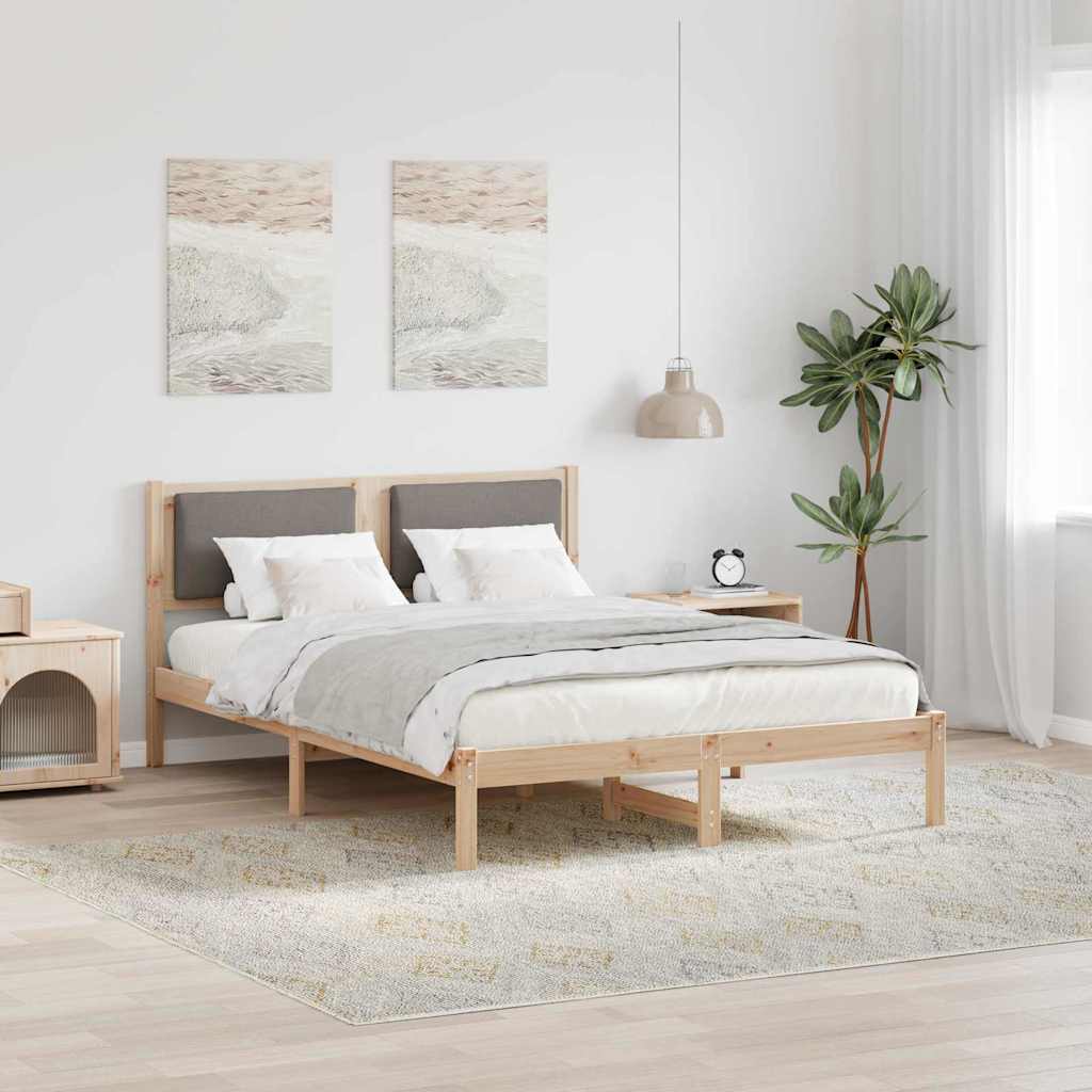 Bettrahmen mit Kopfteil Taupe 160 x 200 cm Massives Kiefernholz