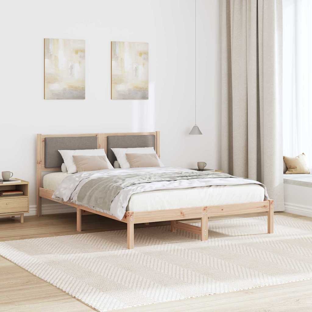 Bettrahmen mit Kopfteil Taupe 160 x 200 cm Massives Kiefernholz