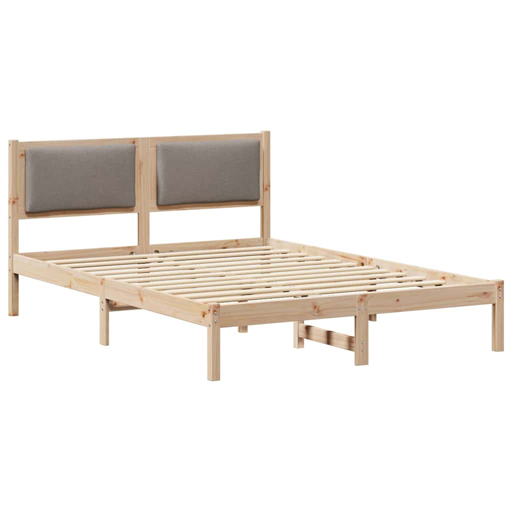 Bettrahmen mit Kopfteil Taupe 160 x 200 cm Massives Kiefernholz