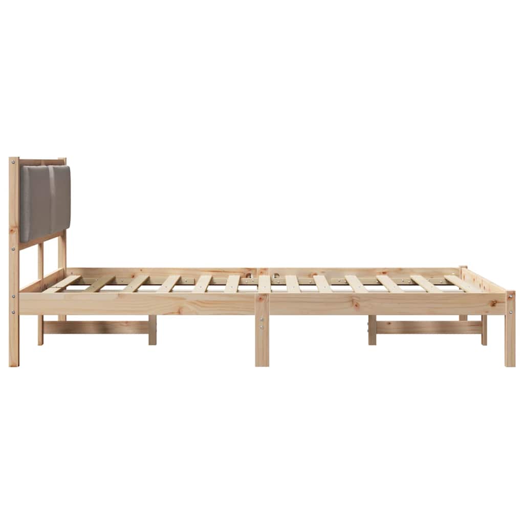 Bettrahmen mit Kopfteil Taupe 160 x 200 cm Massives Kiefernholz