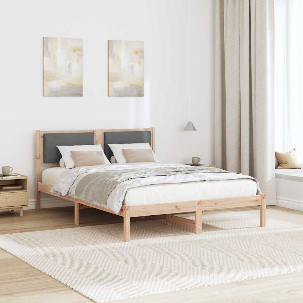 Bettrahmen Dunkelgrau 140 x 200 cm Massives Kiefernholz
