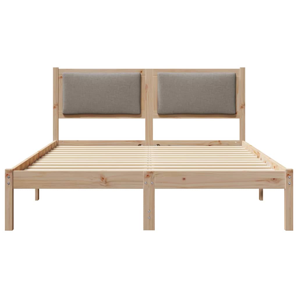Bettrahmen mit Kopfteil Taupe 140 x 200 cm Massives Kiefernholz