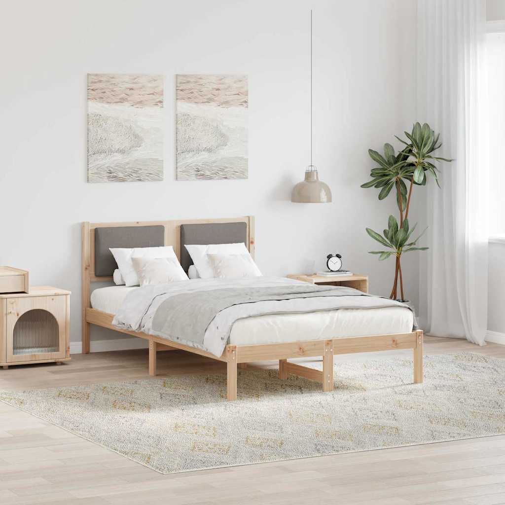 Bettrahmen mit Kopfteil Taupe 120 x 190 cm Massives Kiefernholz