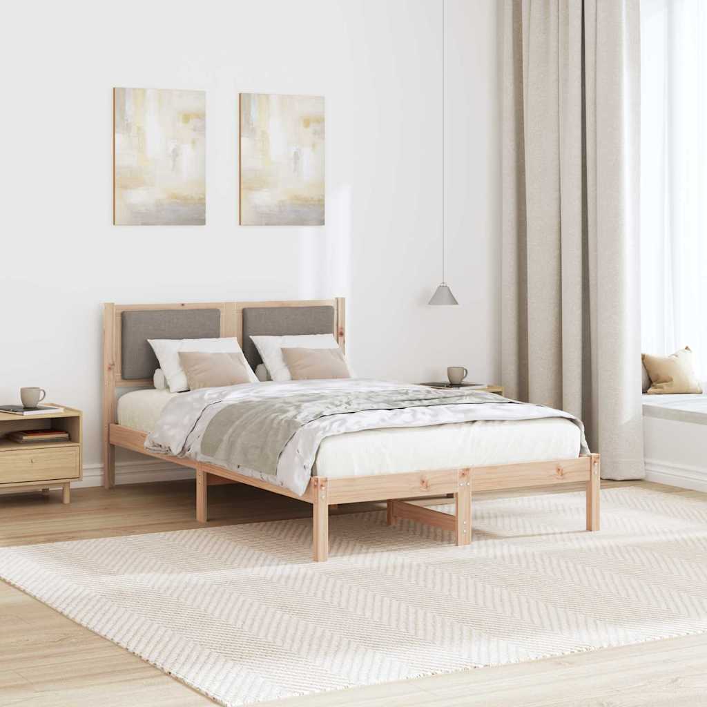 Bettrahmen mit Kopfteil Taupe 120 x 190 cm Massives Kiefernholz