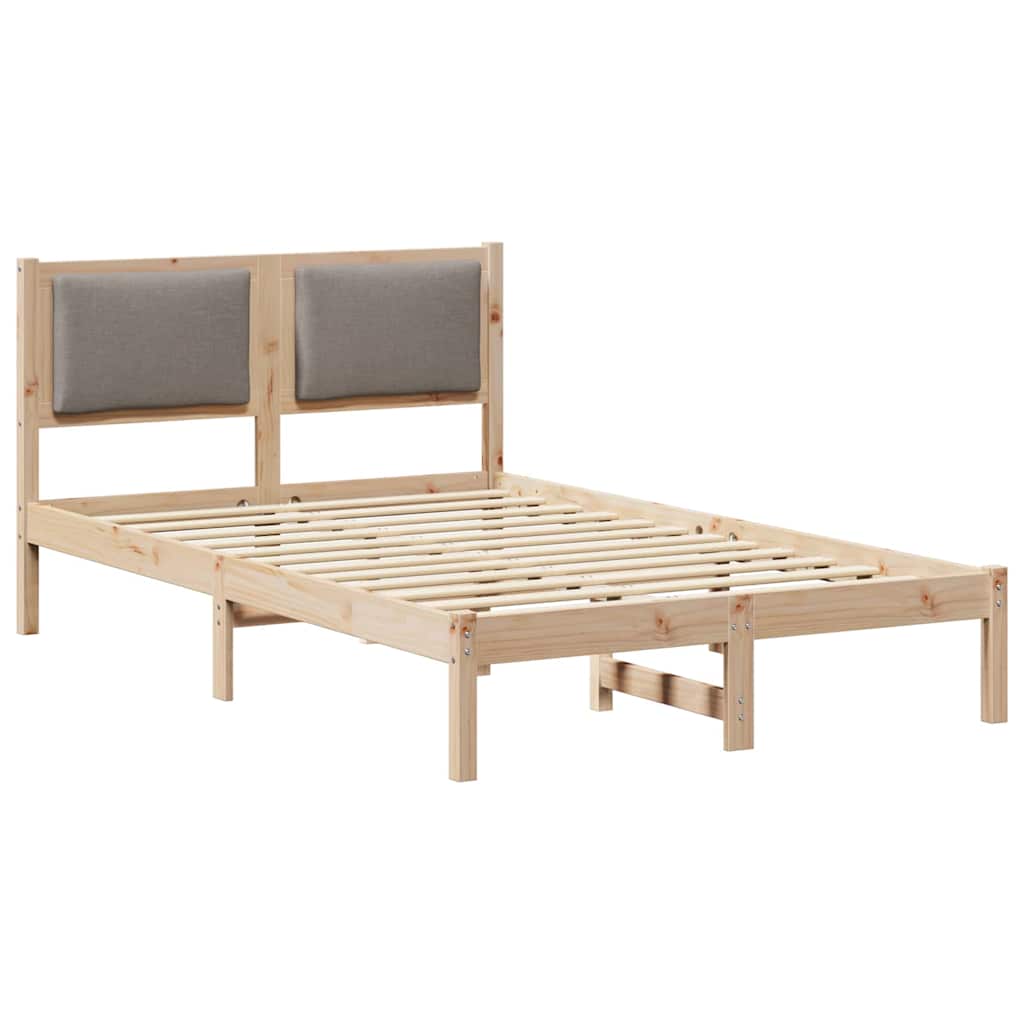 Bettrahmen mit Kopfteil Taupe 120 x 190 cm Massives Kiefernholz