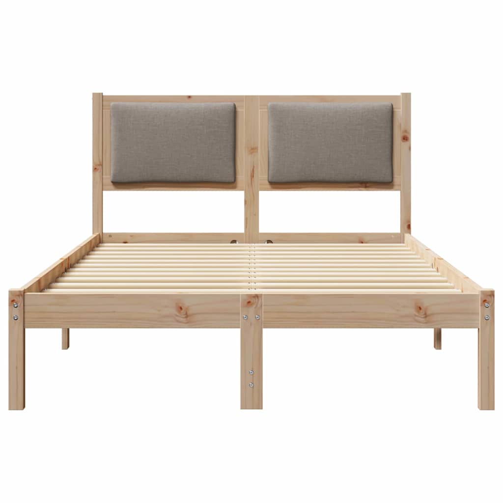 Bettrahmen mit Kopfteil Taupe 120 x 190 cm Massives Kiefernholz