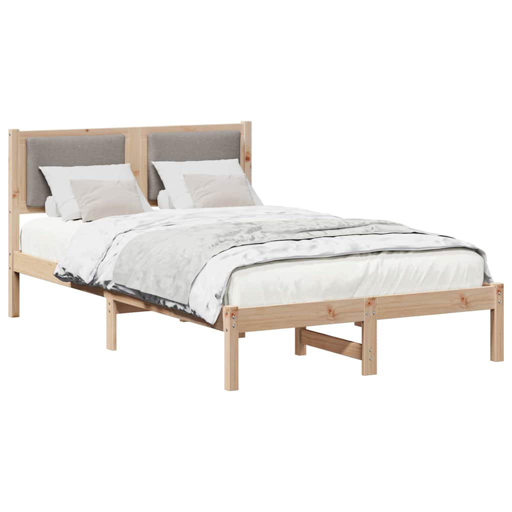 Bettrahmen mit Kopfteil Taupe 120 x 190 cm Massives Kiefernholz