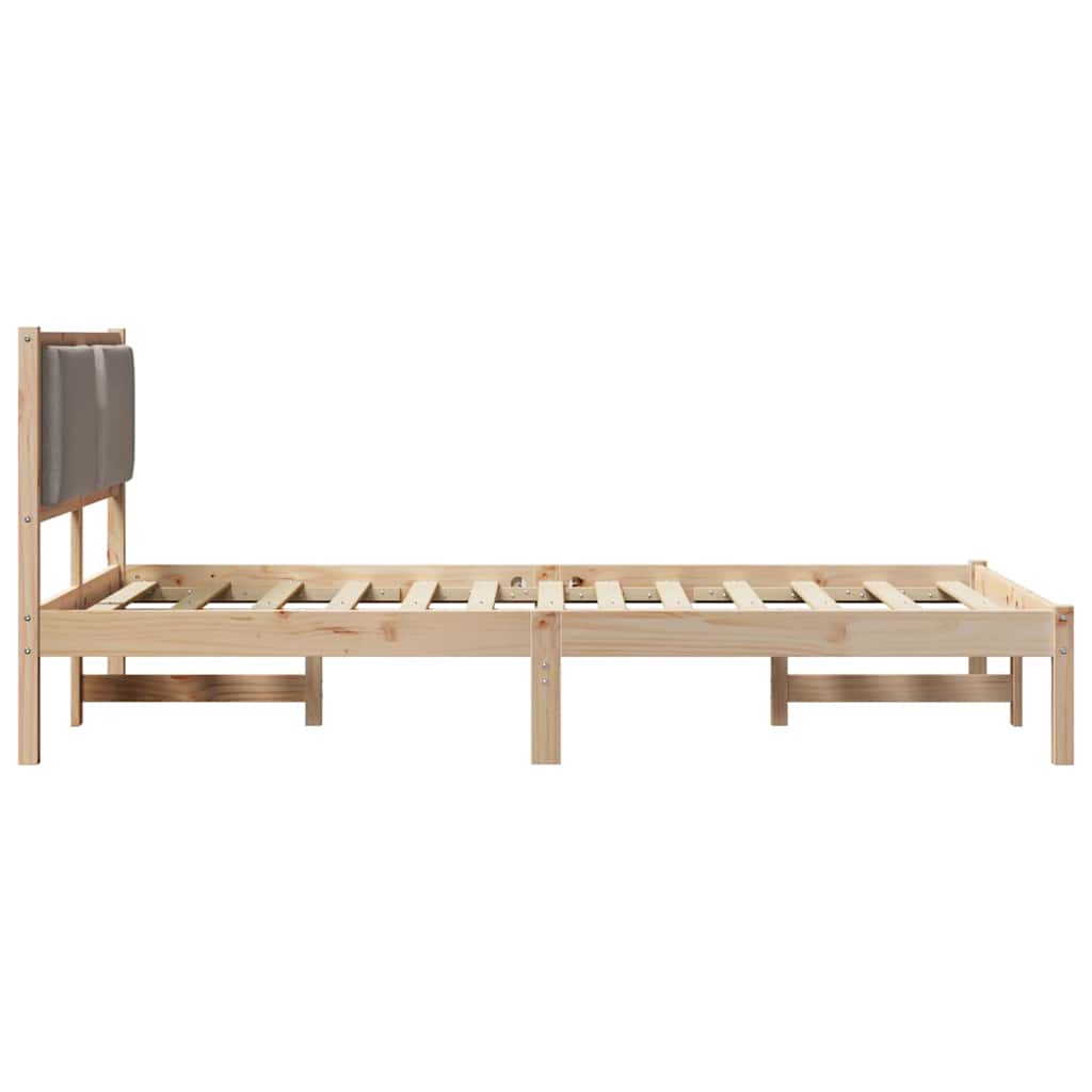 Bettrahmen mit Kopfteil Taupe 120 x 190 cm Massives Kiefernholz