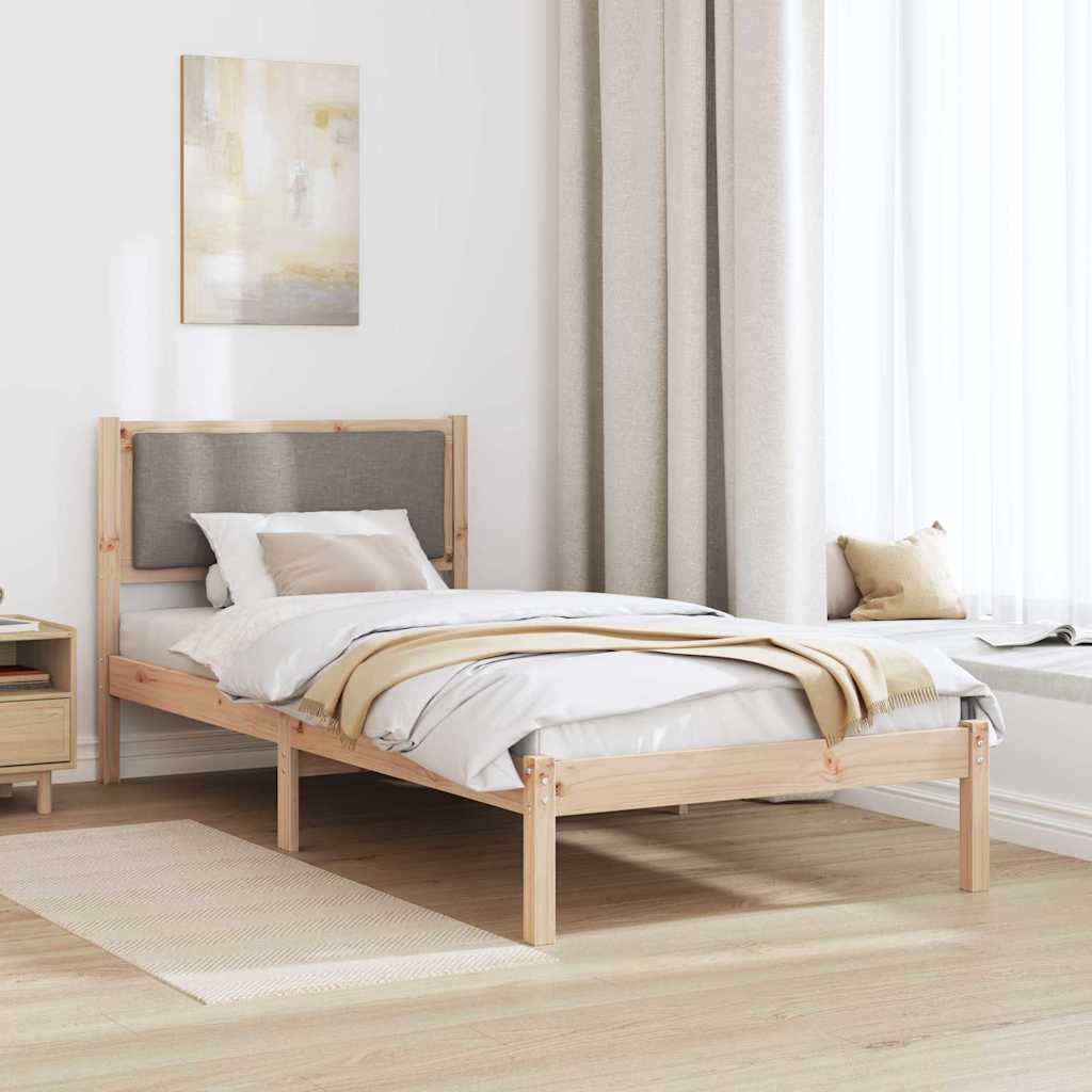 Bettrahmen mit Kopfteil Taupe 90 x 200 cm Massives Kiefernholz