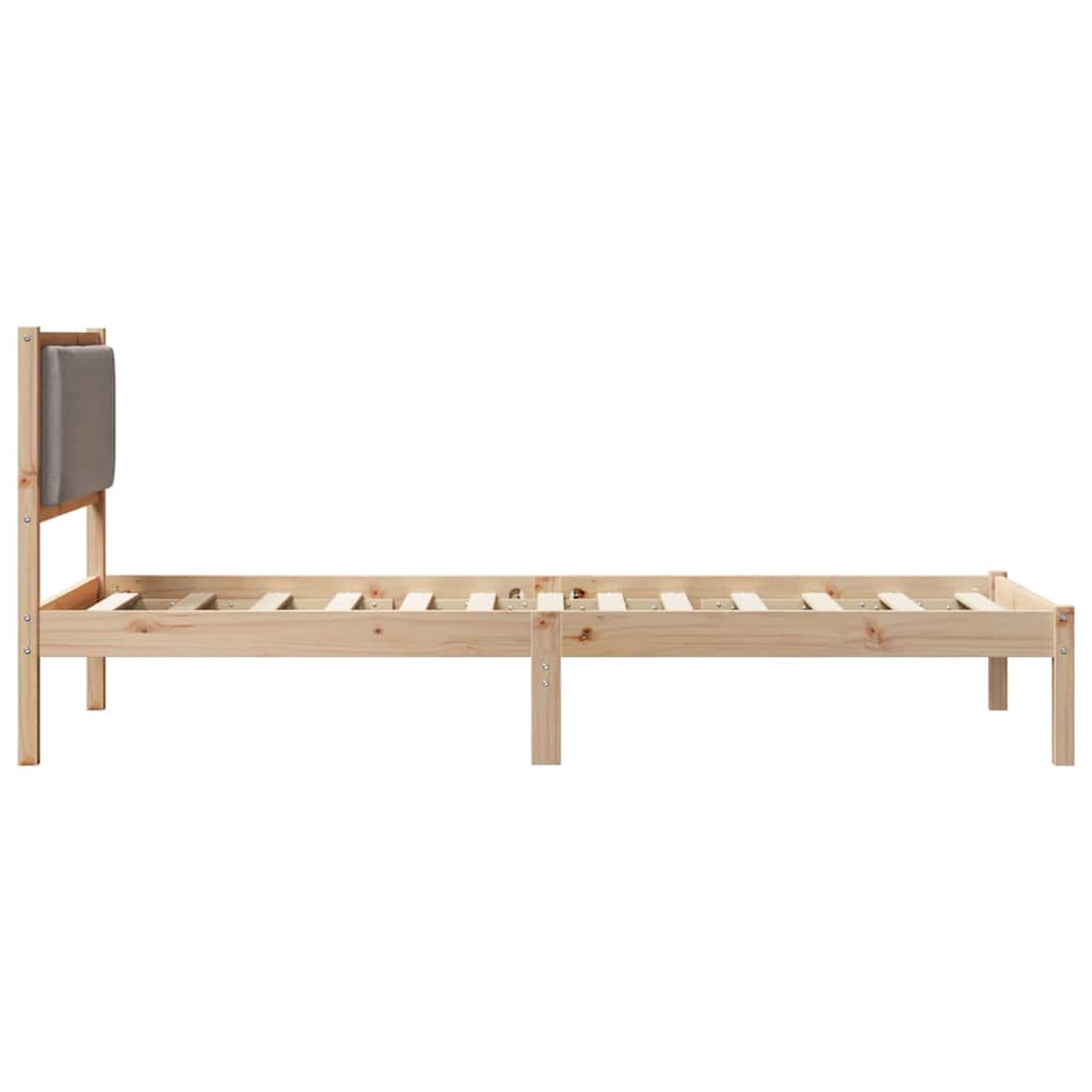 Bettrahmen mit Kopfteil Taupe 90 x 200 cm Massives Kiefernholz