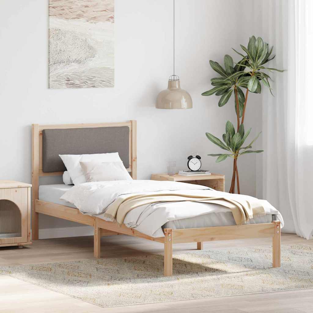 Bettrahmen mit Kopfteil Taupe 80 x 200 cm Massives Kiefernholz