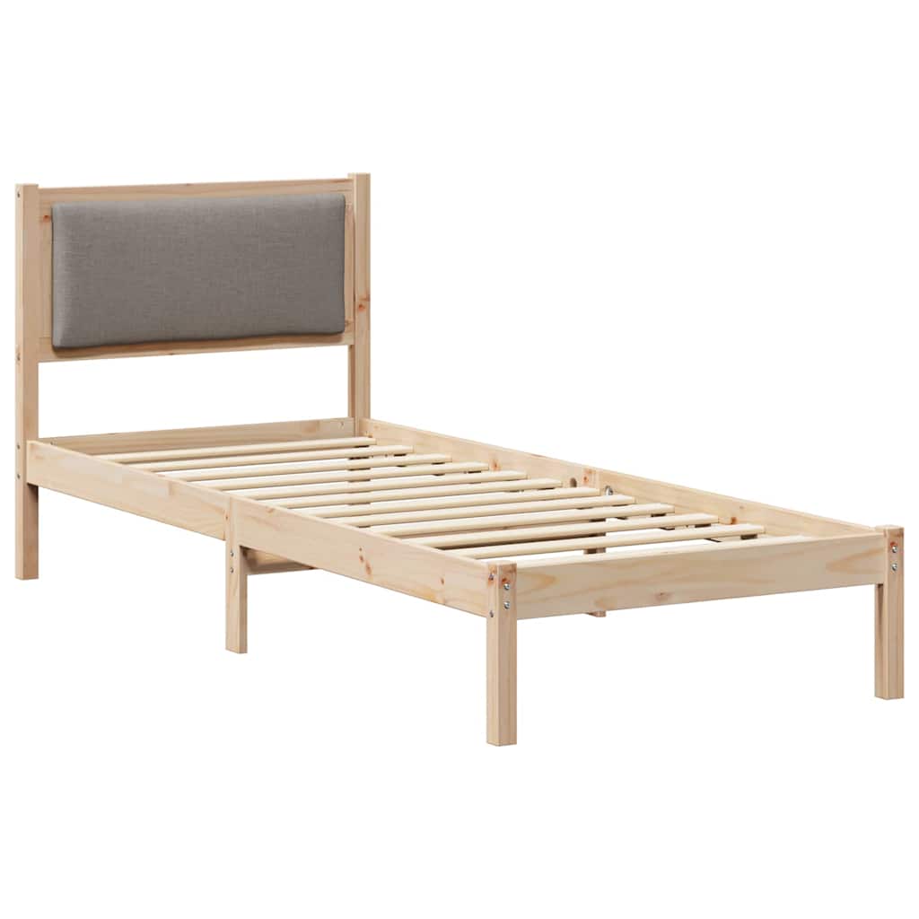 Bettrahmen mit Kopfteil Taupe 80 x 200 cm Massives Kiefernholz