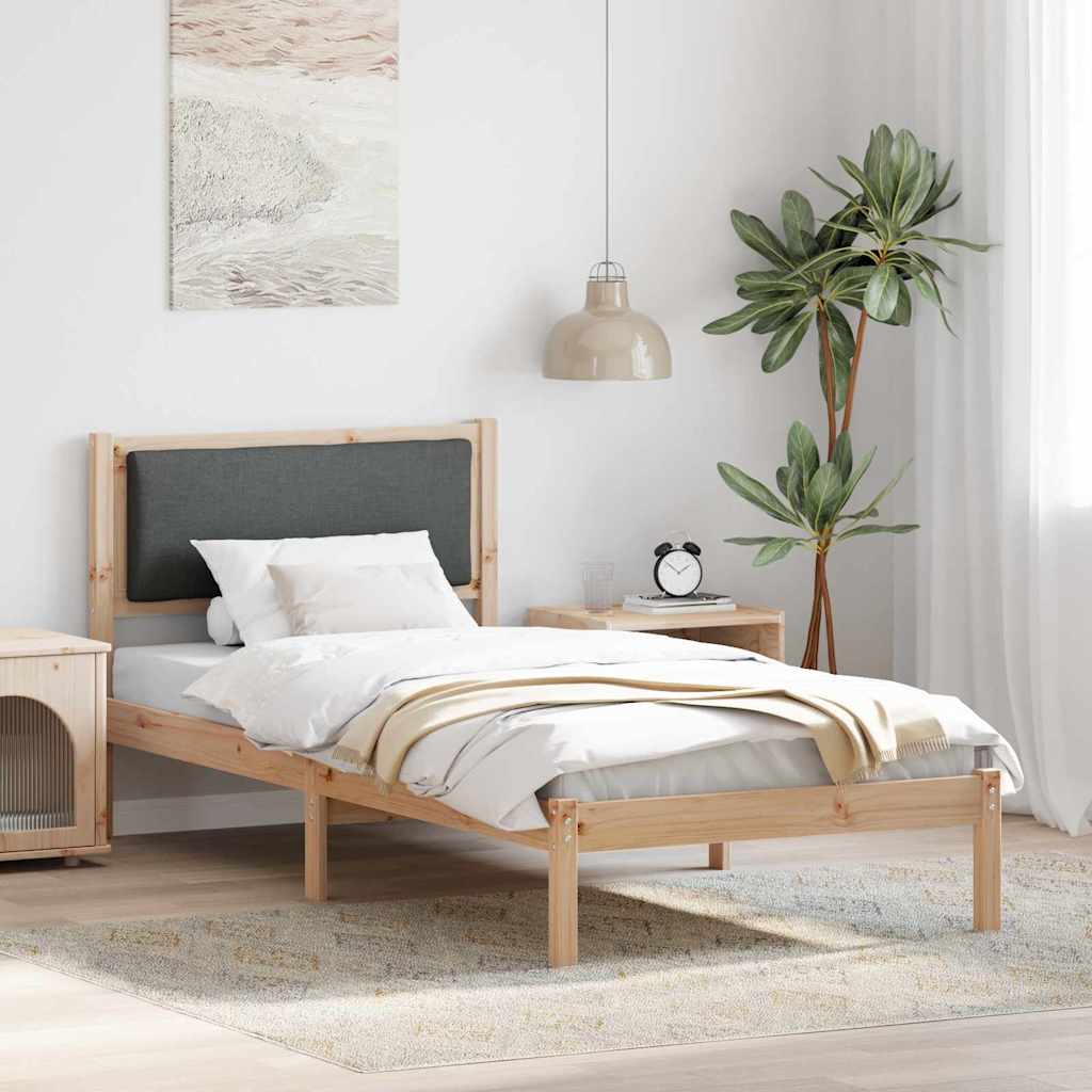 Bettrahmen Dunkelgrau 90 x 190 cm Massives Kiefernholz