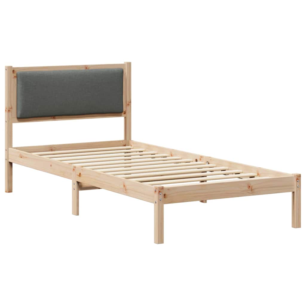 Bettrahmen Dunkelgrau 90 x 190 cm Massives Kiefernholz