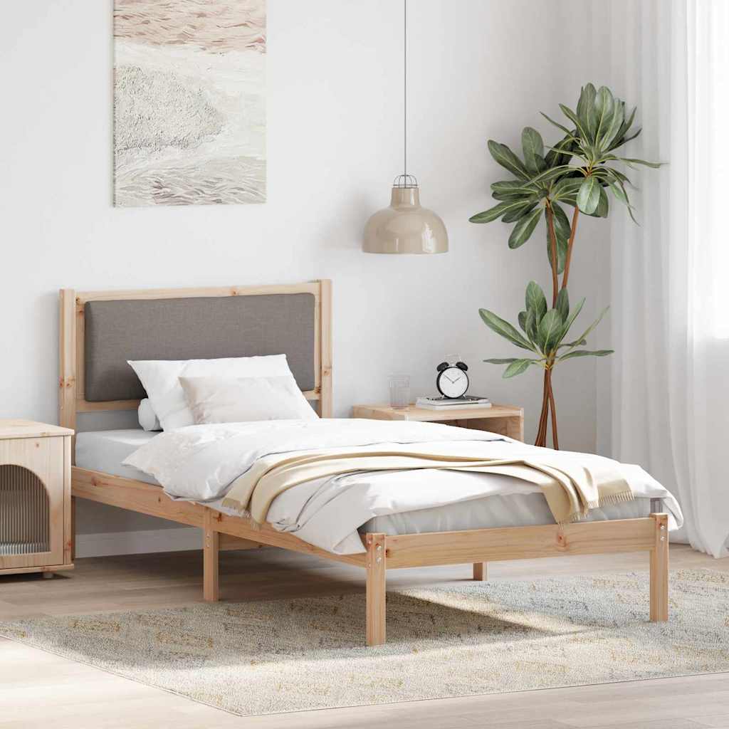 Bettrahmen mit Kopfteil Taupe 90 x 190 cm Massives Kiefernholz