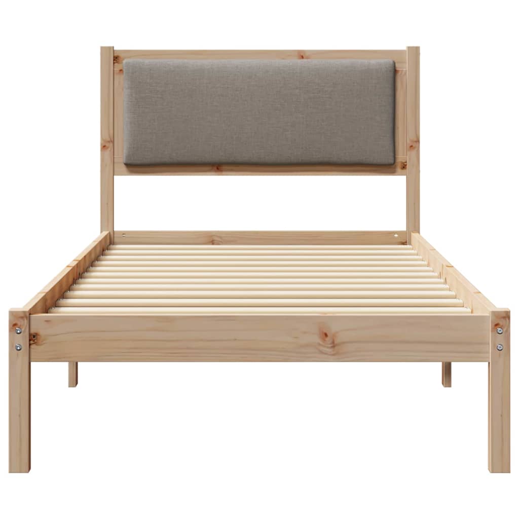 Bettrahmen mit Kopfteil Taupe 90 x 190 cm Massives Kiefernholz