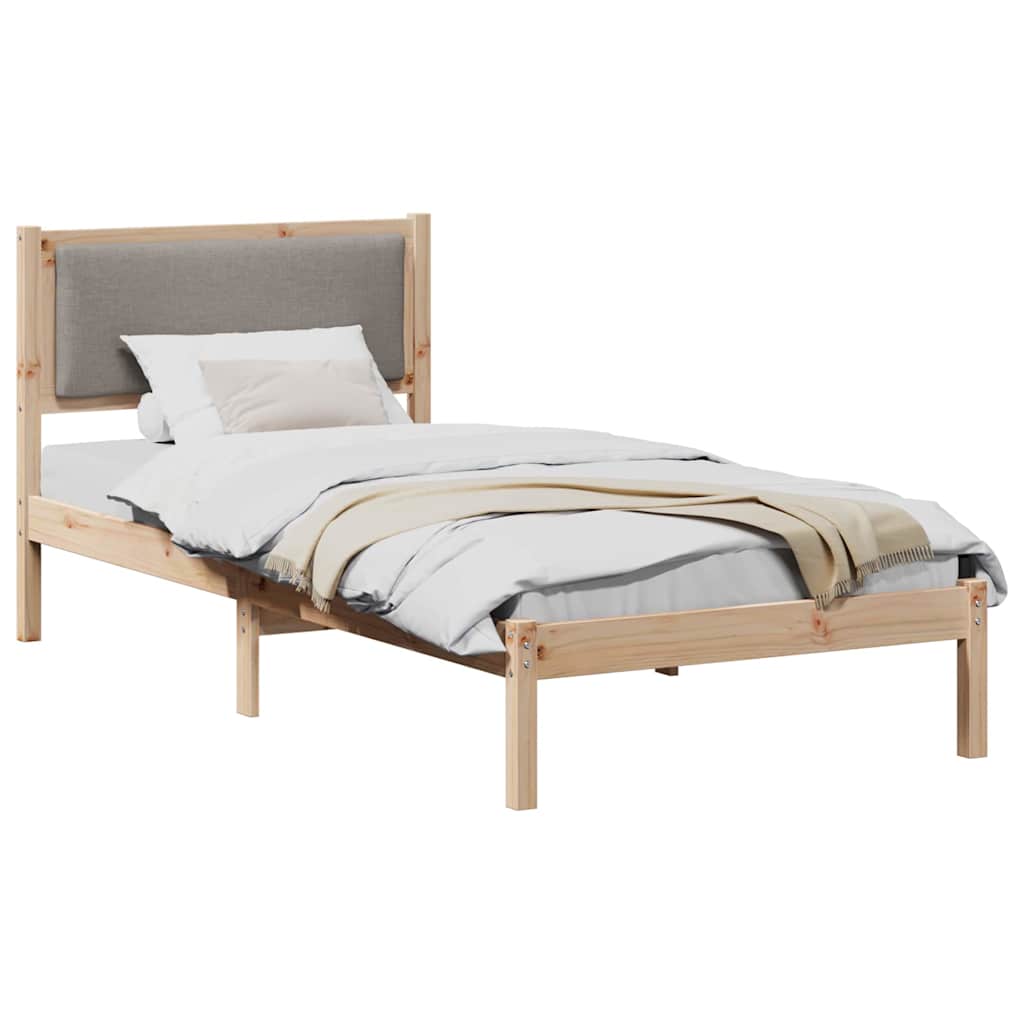 Bettrahmen mit Kopfteil Taupe 90 x 190 cm Massives Kiefernholz