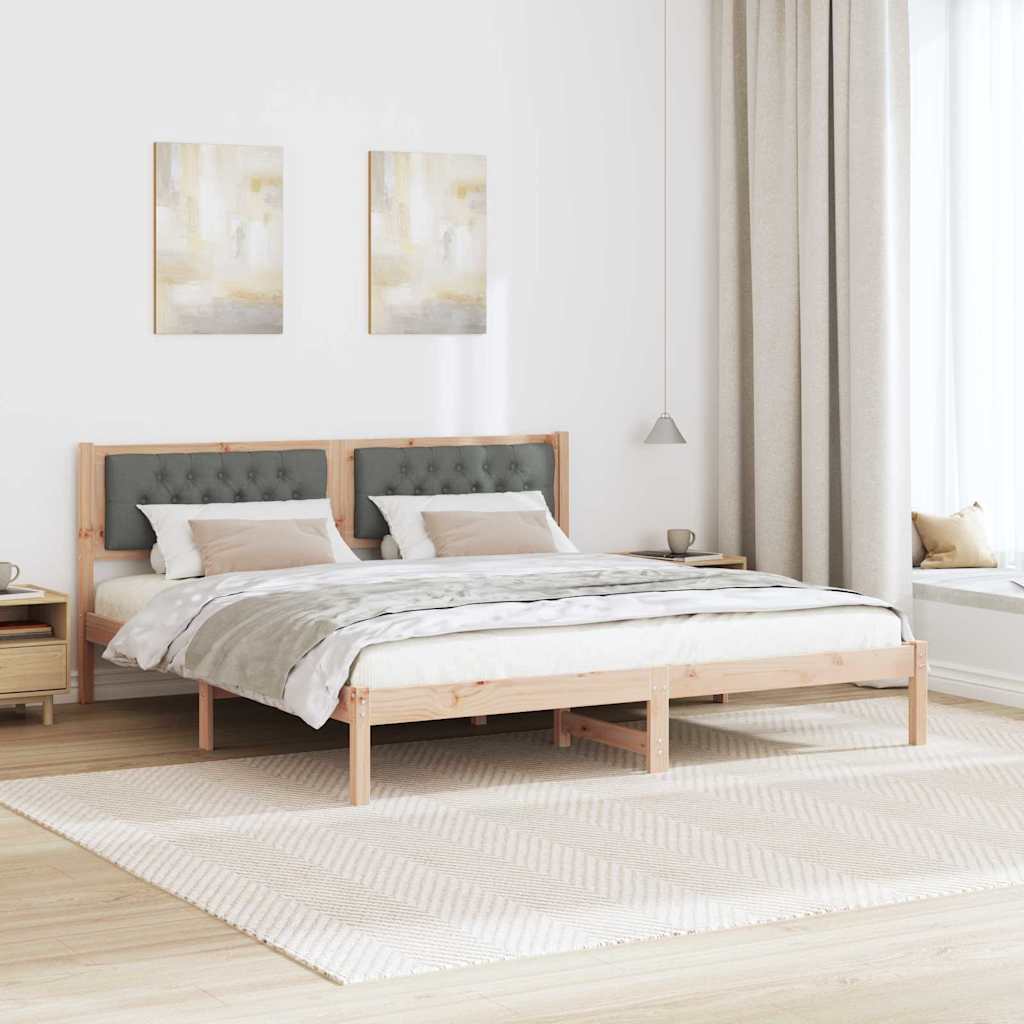 Bettrahmen Dunkelgrau 160 x 200 cm Massives Kiefernholz