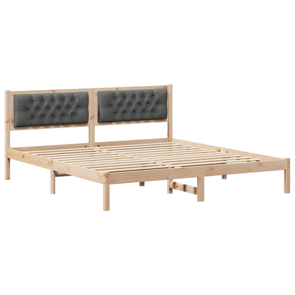 Bettrahmen Dunkelgrau 160 x 200 cm Massives Kiefernholz