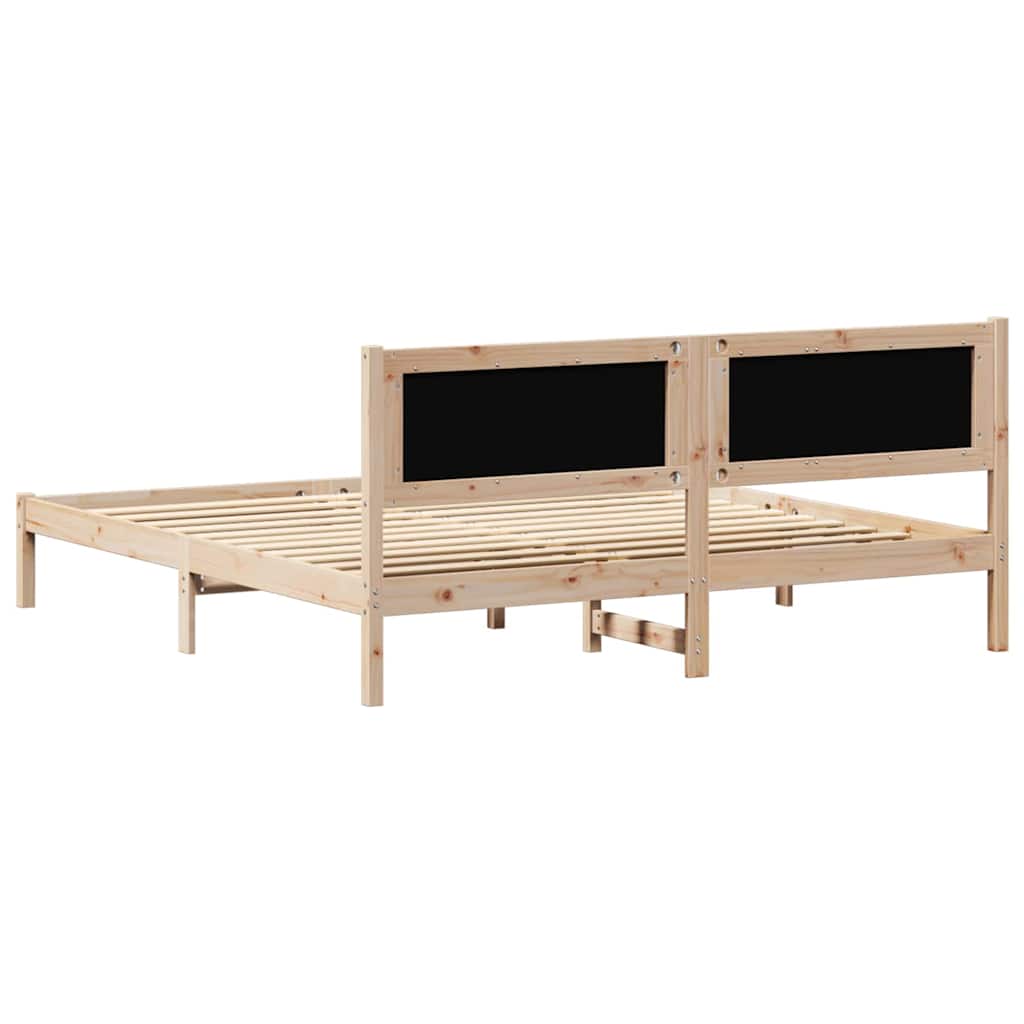 Bettrahmen Dunkelgrau 160 x 200 cm Massives Kiefernholz