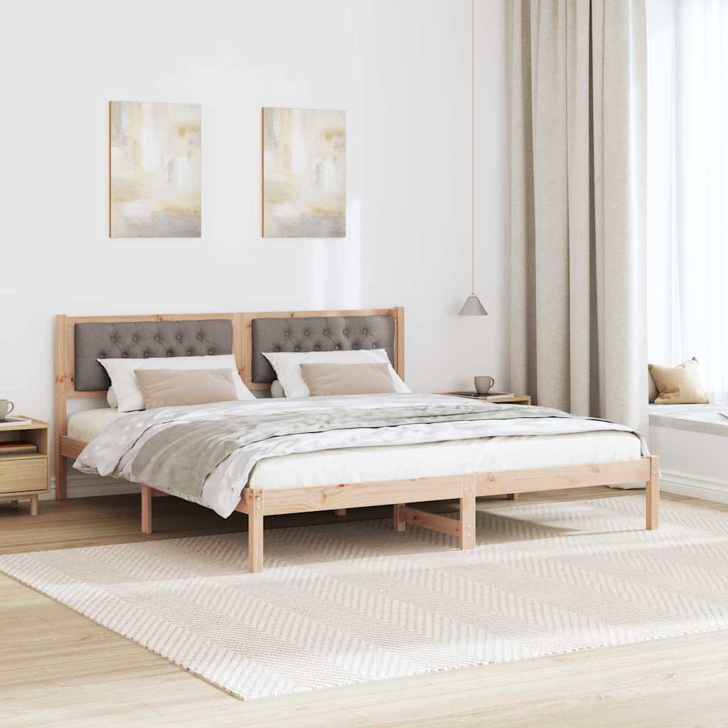 Bettrahmen mit Kopfteil Taupe 160 x 200 cm Massives Kiefernholz