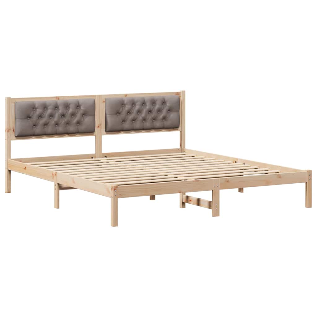 Bettrahmen mit Kopfteil Taupe 160 x 200 cm Massives Kiefernholz