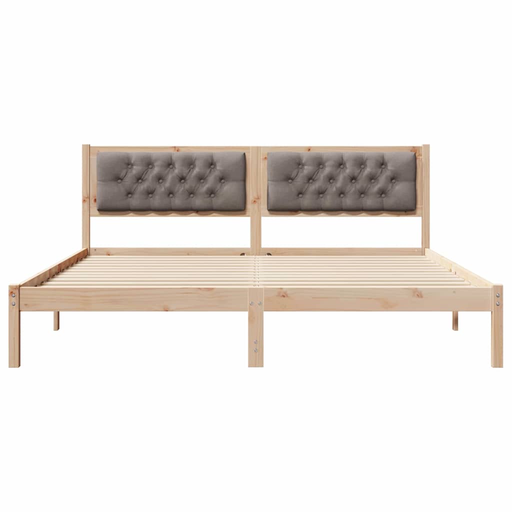 Bettrahmen mit Kopfteil Taupe 160 x 200 cm Massives Kiefernholz