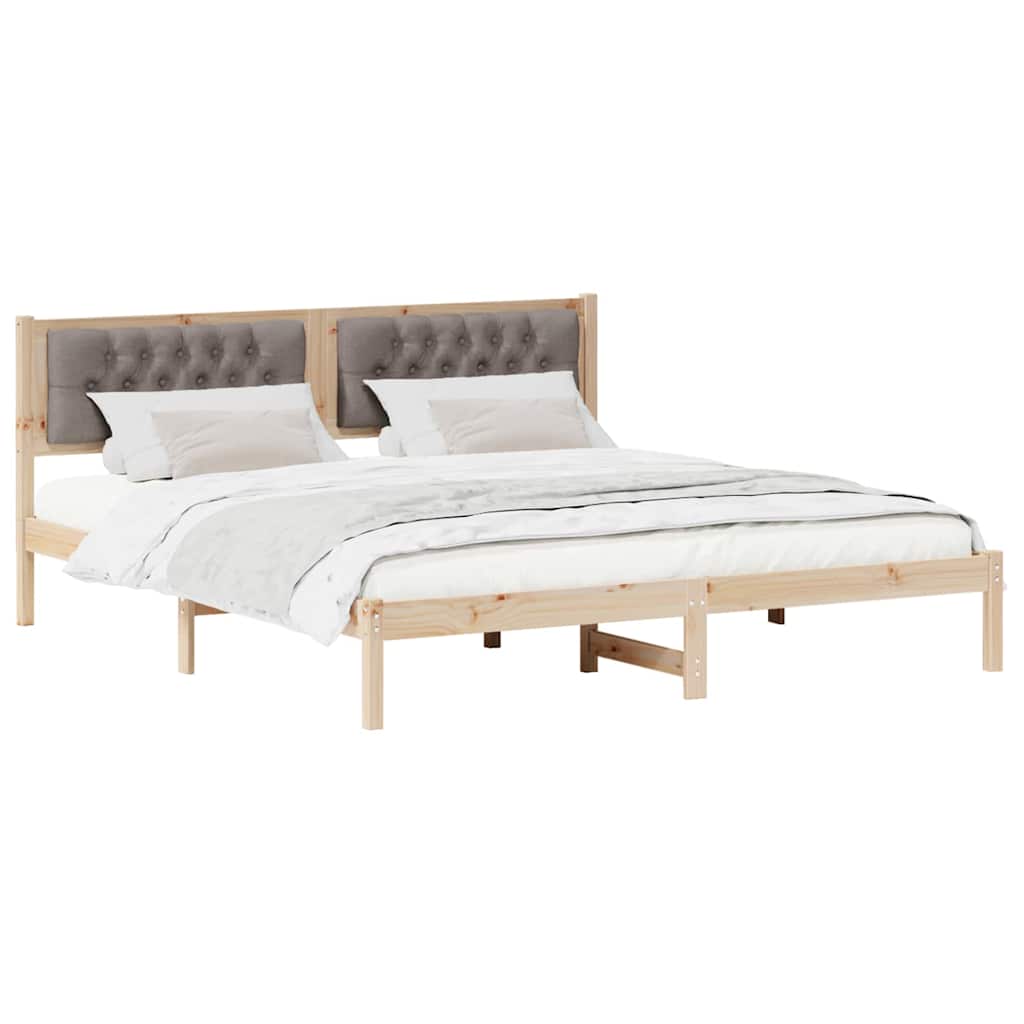 Bettrahmen mit Kopfteil Taupe 160 x 200 cm Massives Kiefernholz