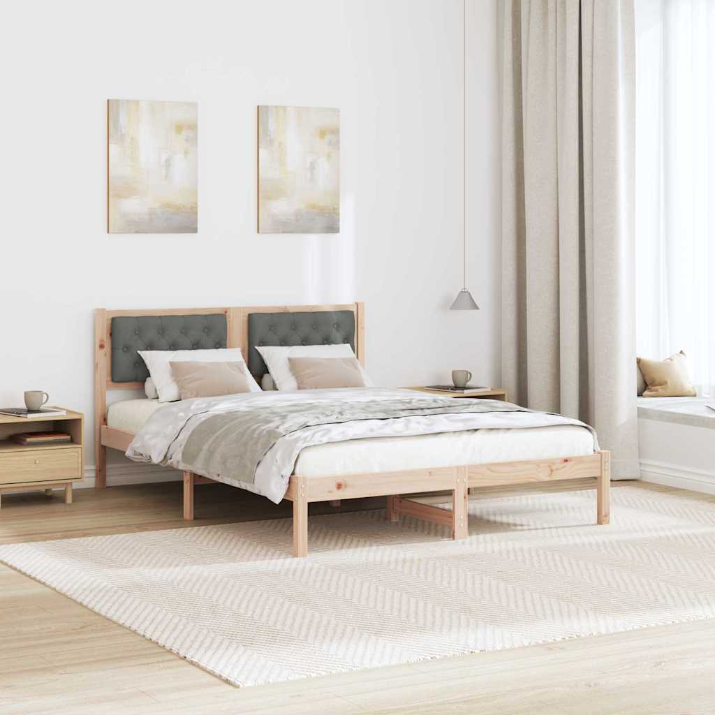 Bettrahmen Dunkelgrau 140 x 200 cm Massives Kiefernholz