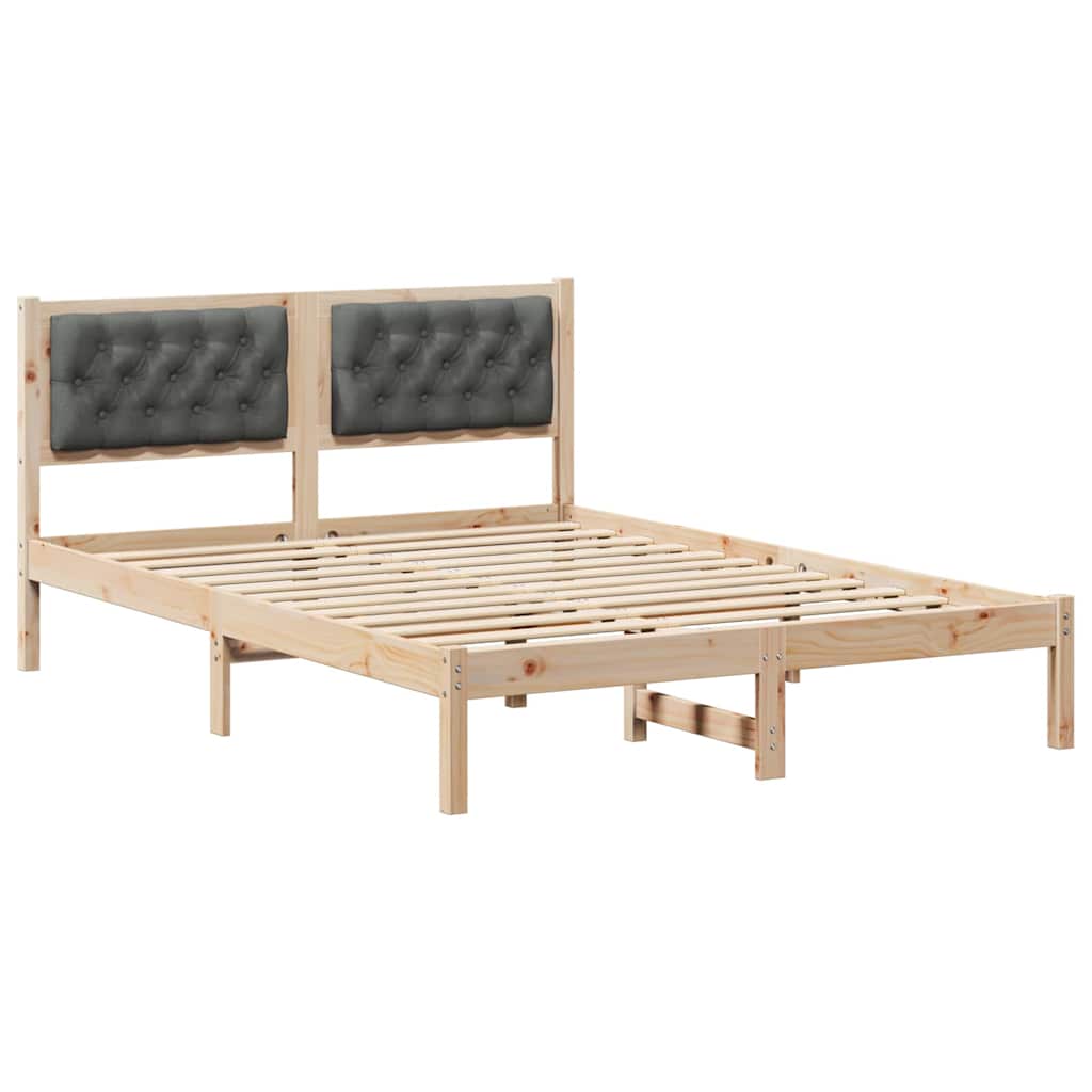 Bettrahmen Dunkelgrau 140 x 200 cm Massives Kiefernholz