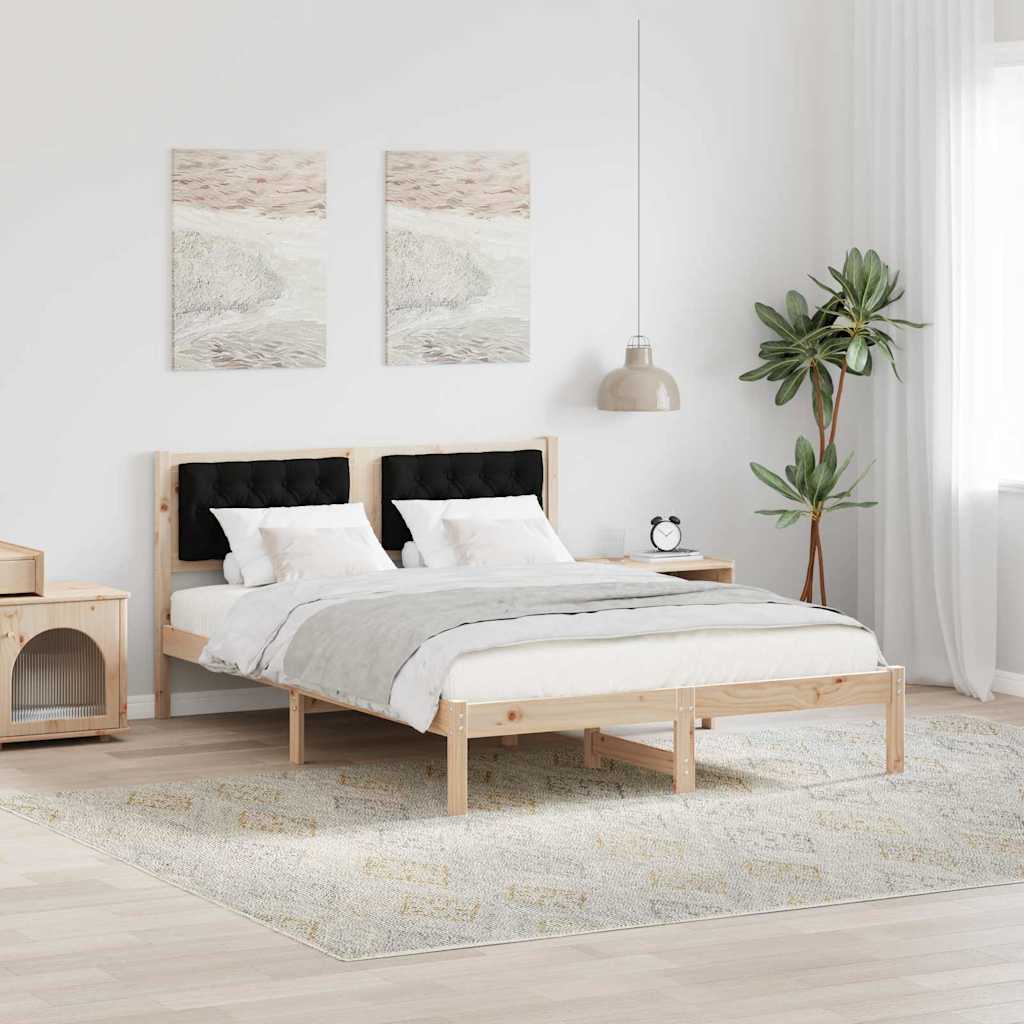 Bettrahmen Schwarz 140 x 200 cm Massives Kiefernholz