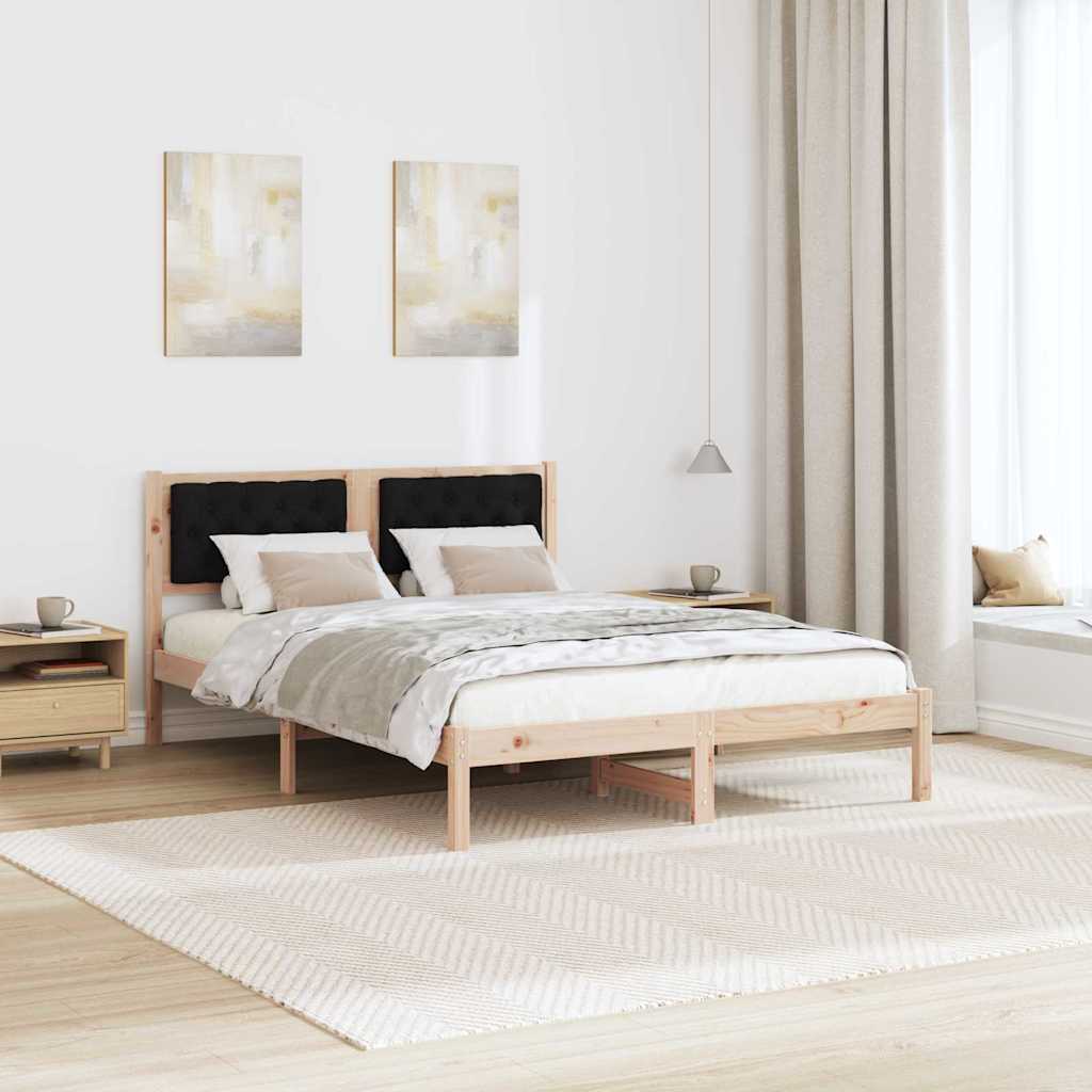 Bettrahmen Schwarz 140 x 200 cm Massives Kiefernholz