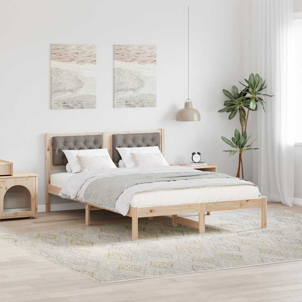 Bettrahmen mit Kopfteil Taupe 140 x 200 cm Massives Kiefernholz