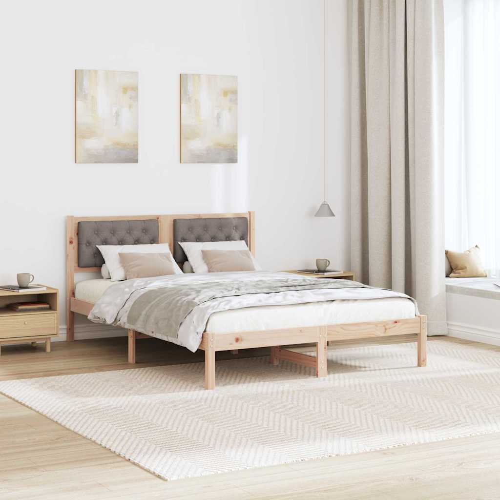 Bettrahmen mit Kopfteil Taupe 140 x 200 cm Massives Kiefernholz