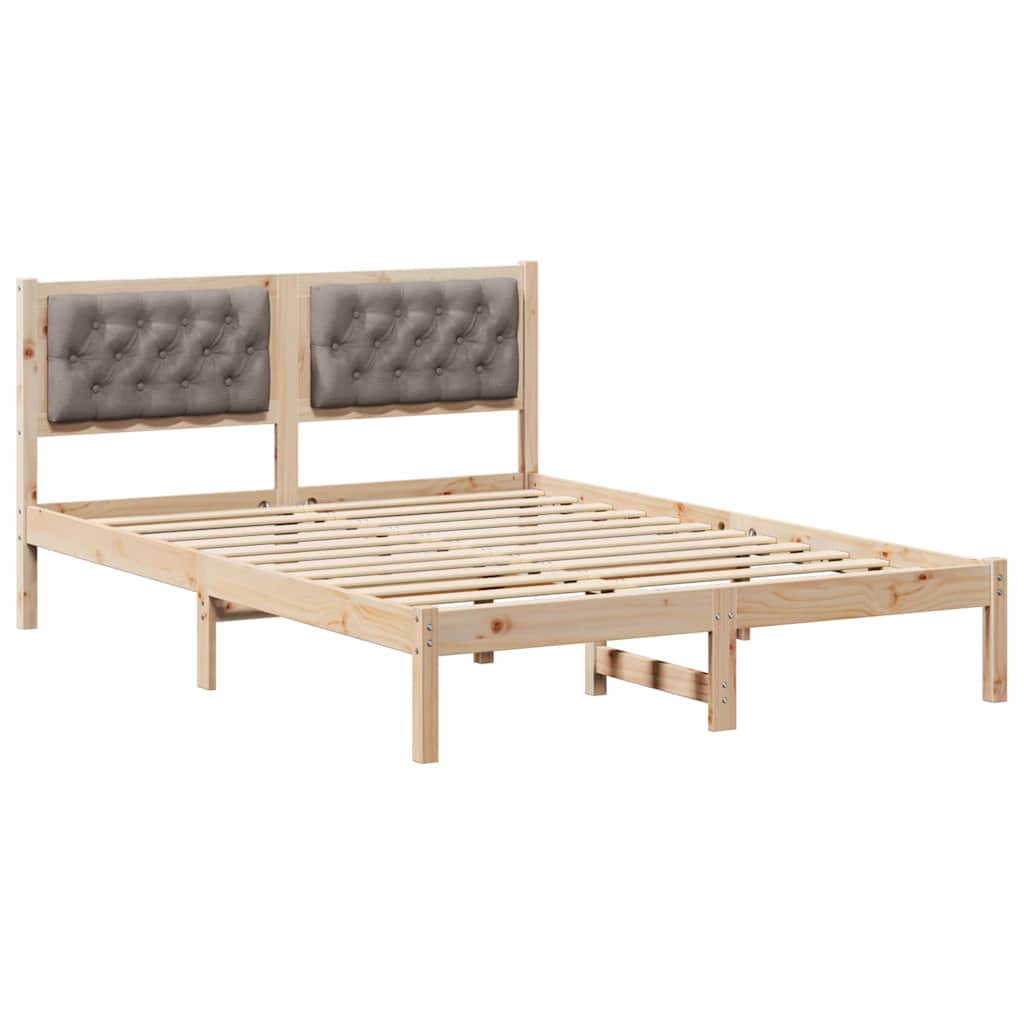 Bettrahmen mit Kopfteil Taupe 140 x 200 cm Massives Kiefernholz