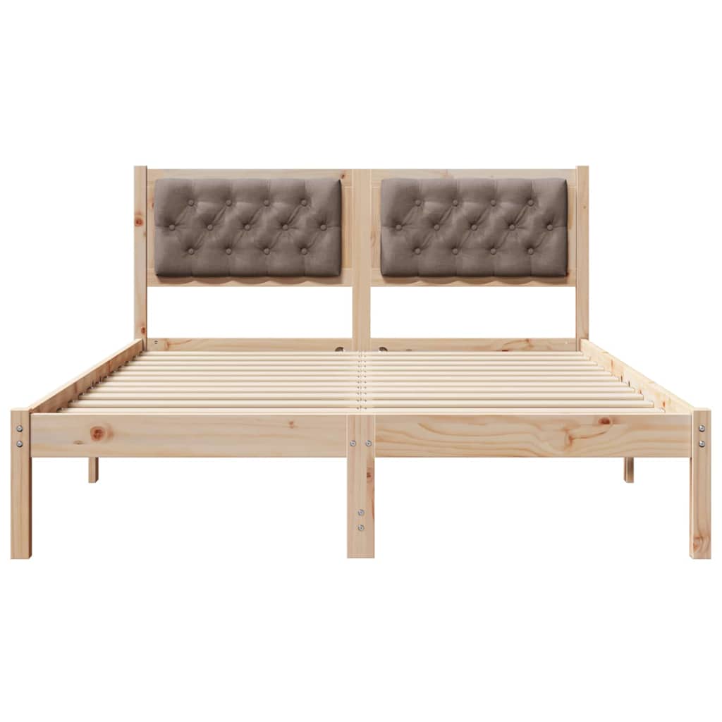 Bettrahmen mit Kopfteil Taupe 140 x 200 cm Massives Kiefernholz
