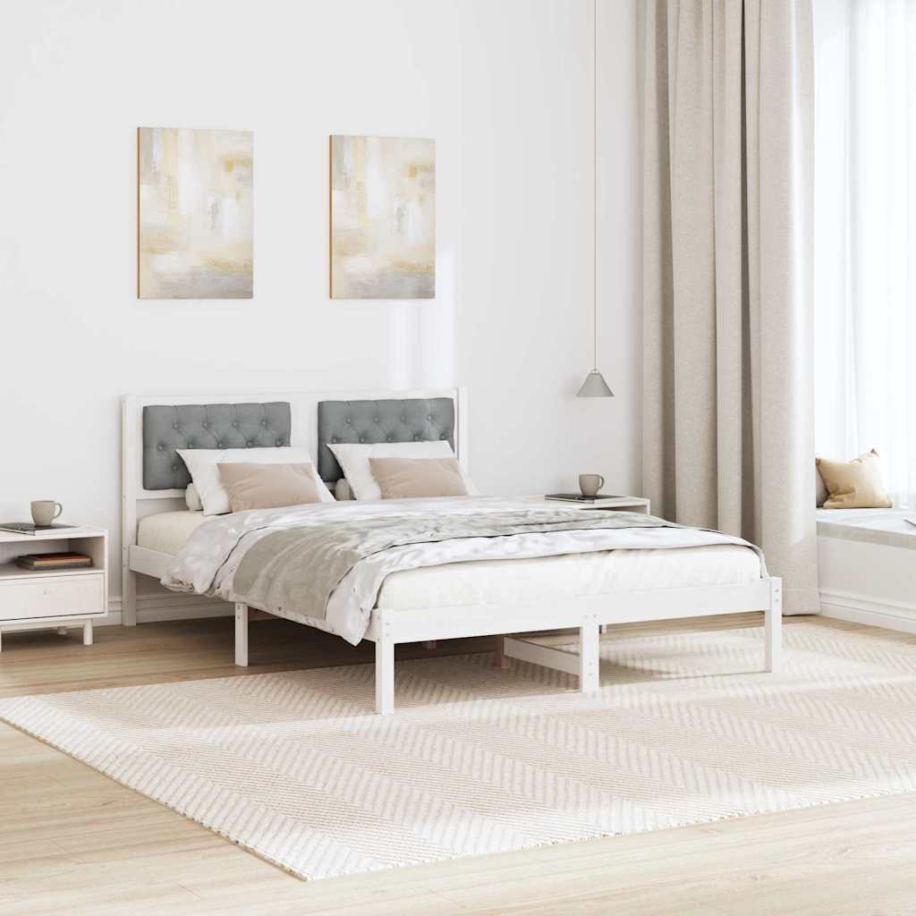 Bettrahmen Hellgrau 140 x 200 cm Massives Kiefernholz