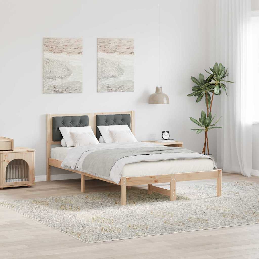 Bettrahmen Dunkelgrau 120 x 190 cm Massives Kiefernholz