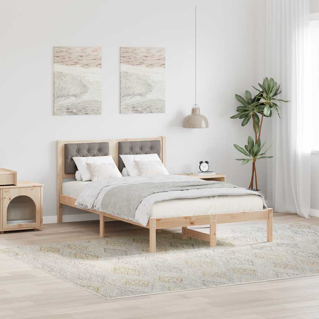 Bettrahmen mit Kopfteil Taupe 120 x 190 cm Massives Kiefernholz
