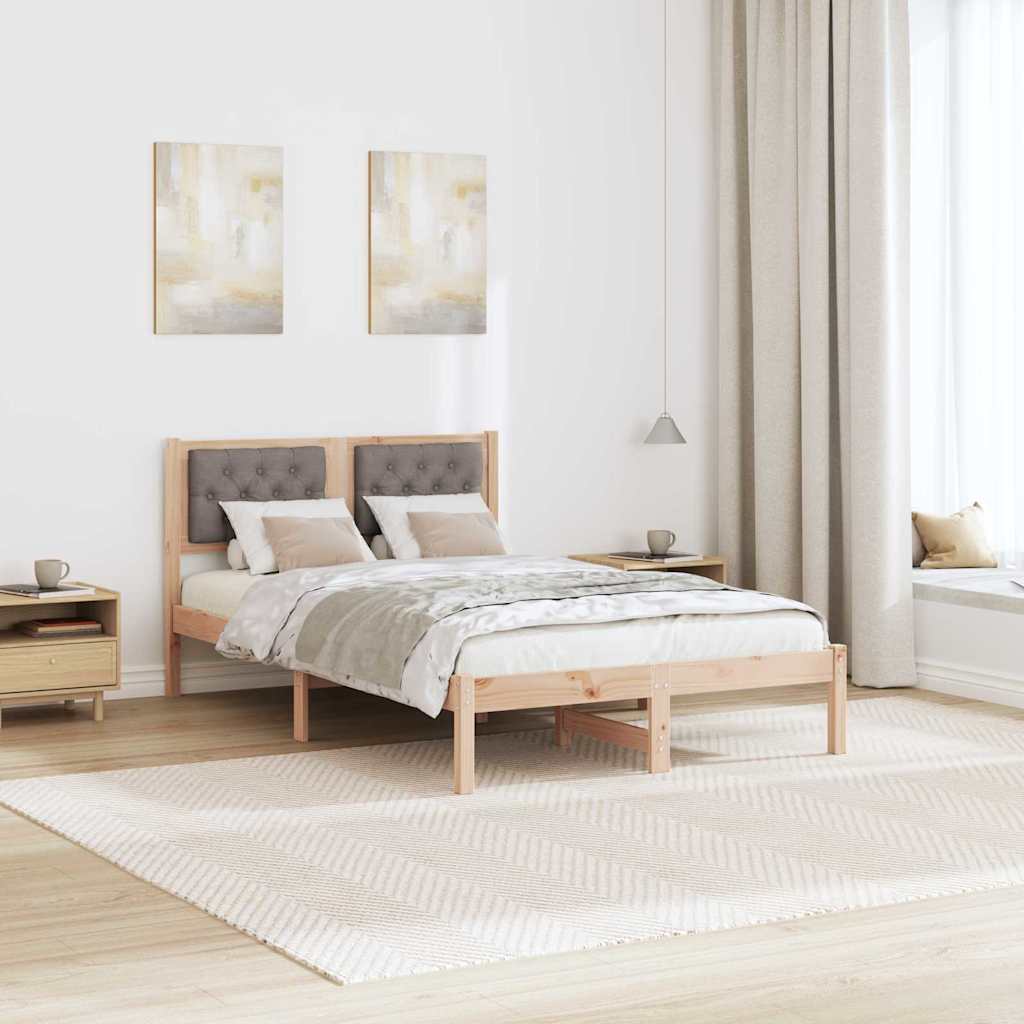 Bettrahmen mit Kopfteil Taupe 120 x 190 cm Massives Kiefernholz