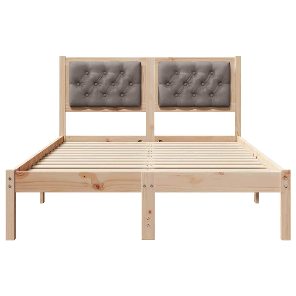 Bettrahmen mit Kopfteil Taupe 120 x 190 cm Massives Kiefernholz
