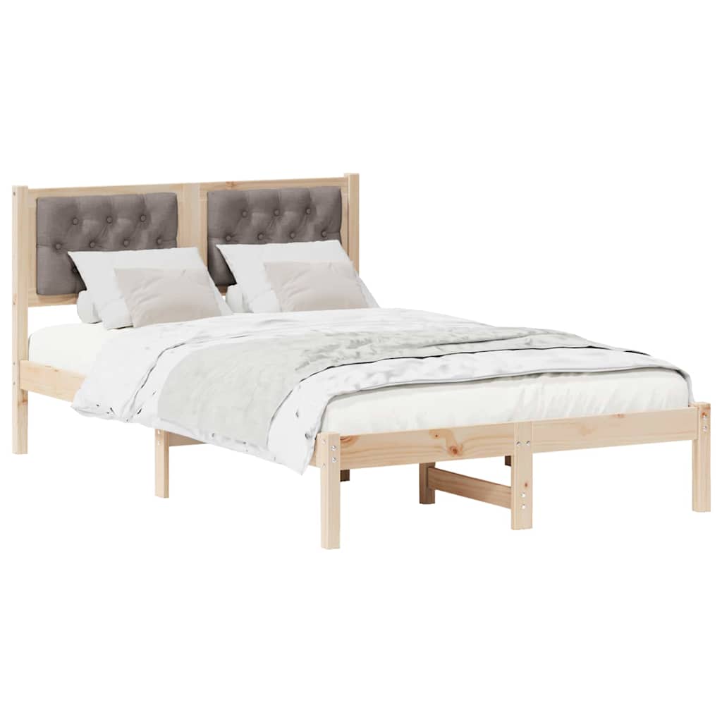 Bettrahmen mit Kopfteil Taupe 120 x 190 cm Massives Kiefernholz