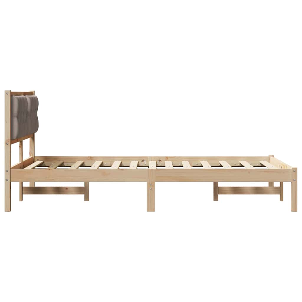 Bettrahmen mit Kopfteil Taupe 120 x 190 cm Massives Kiefernholz