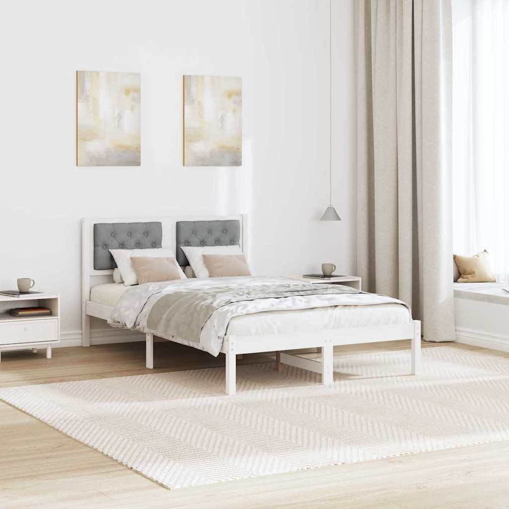 Bettrahmen Hellgrau 120 x 190 cm Massives Kiefernholz