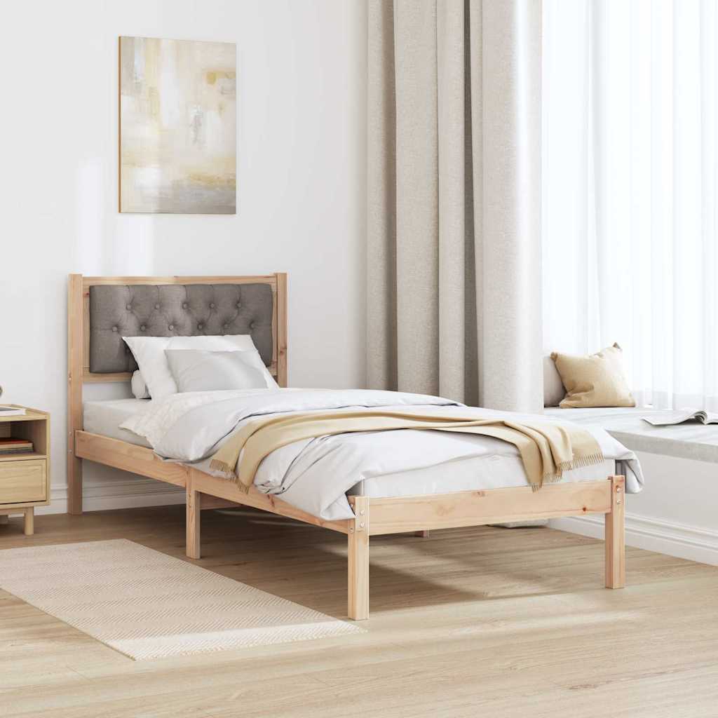 Bettrahmen mit Kopfteil Taupe 90 x 200 cm Massives Kiefernholz