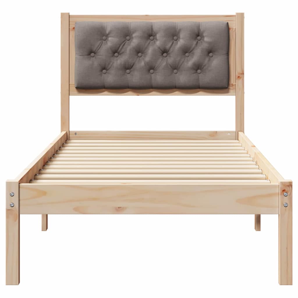 Bettrahmen mit Kopfteil Taupe 90 x 200 cm Massives Kiefernholz