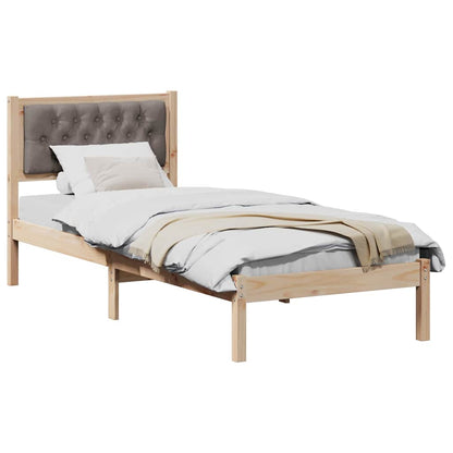 Bettrahmen mit Kopfteil Taupe 90 x 200 cm Massives Kiefernholz